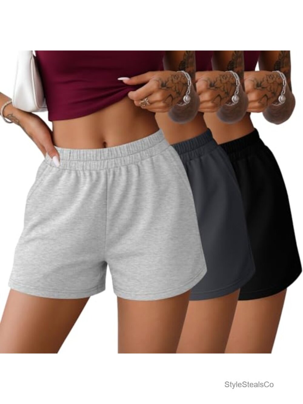 3 Pack Women's Sweat Shorts Comfy Lounge Shorts with Pockets